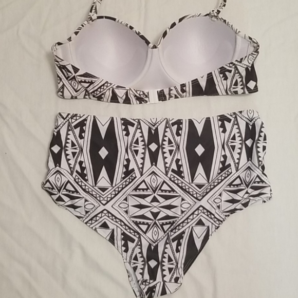High Waisted Bikini Tribal Print Underwire Push Up - Picture 2 of 4